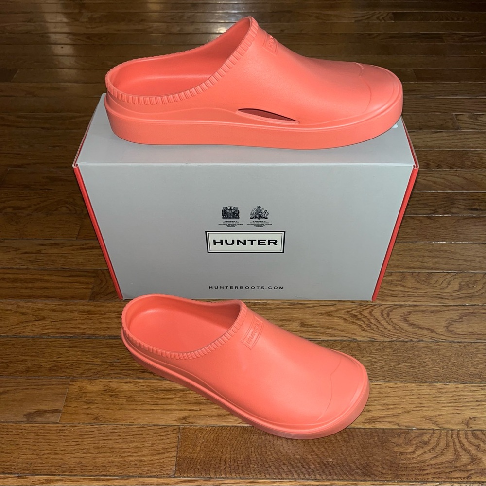 Hunter Genderless In & Out Rubber Bloom Clogs Persimmon Pink Men's 12
